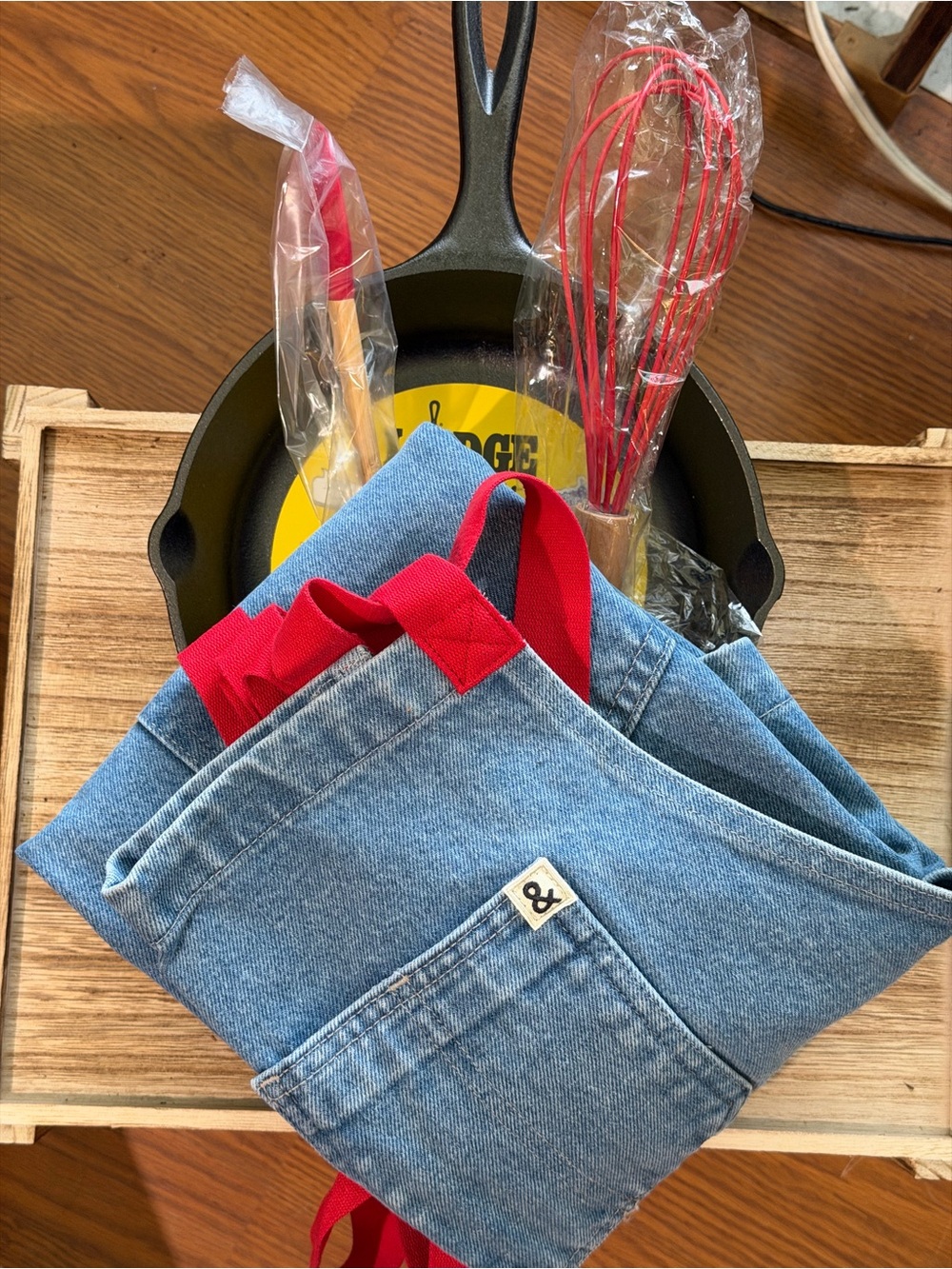 Vital Farms Gift Box Includes Iron Skillet, Denim Apron, Whisk & Spatula